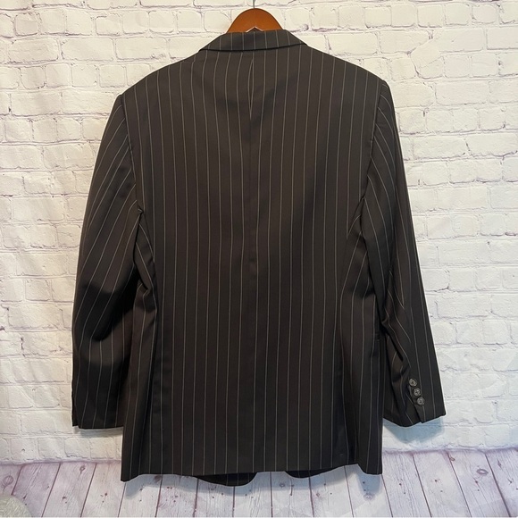 Gianfranco Ferre Mens Three Button Blazer Jacket Brown Size 42R Stripes - Picture 5 of 12